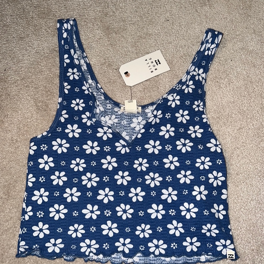 Blue and white billabong crop top